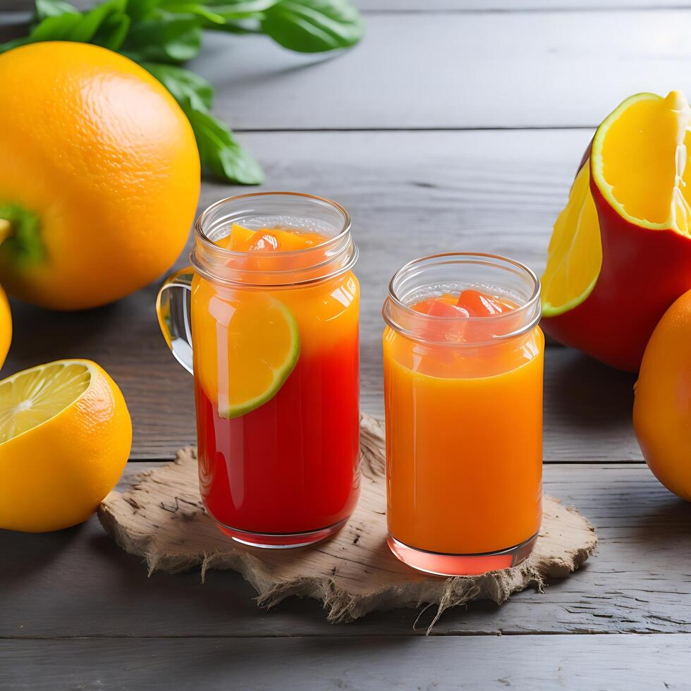 Fresh fruit juice in the glass - photo