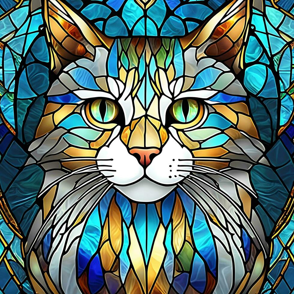 Stained Glass Windows With Cats Colorful Illustration AI Generated photo