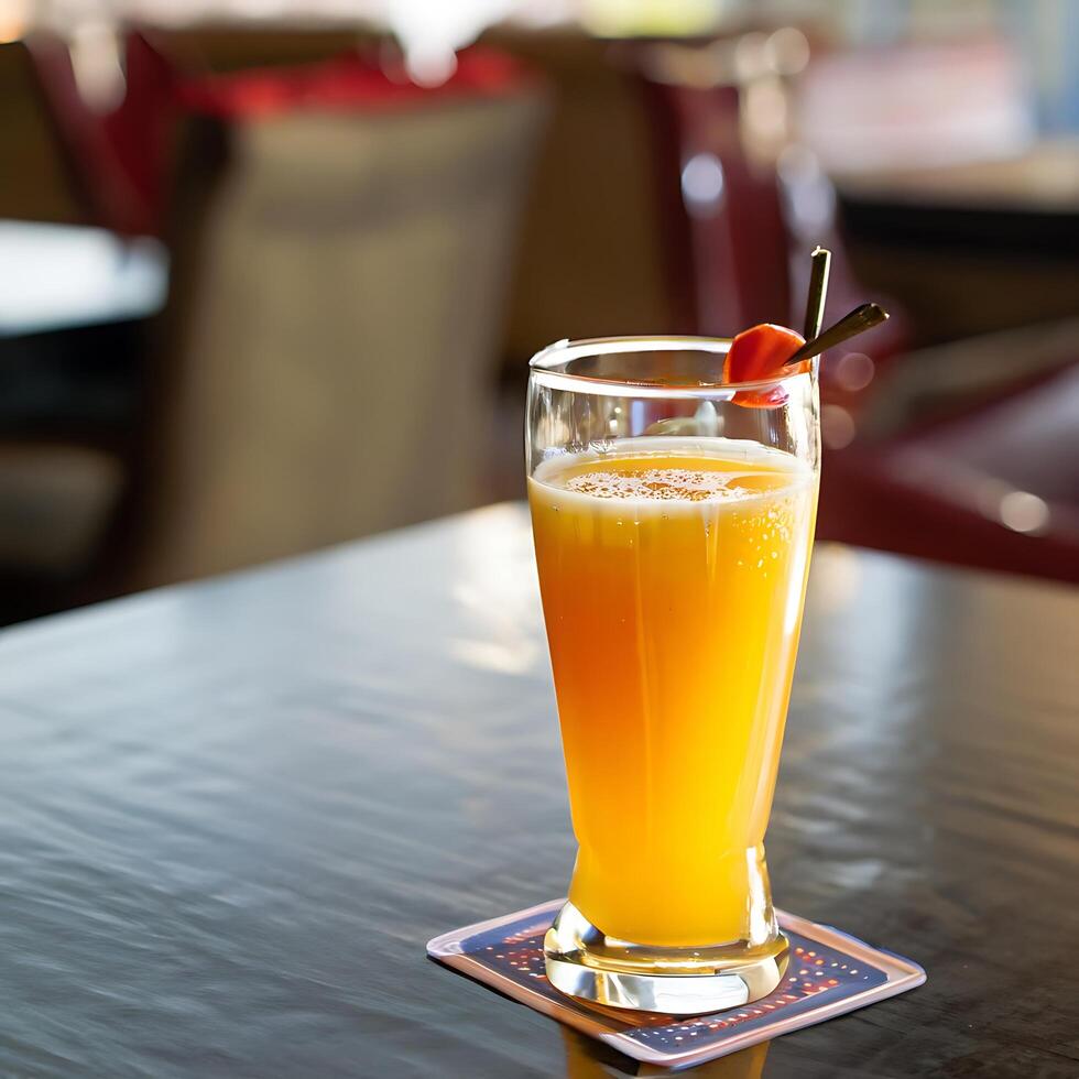 A glass of orange juice on the table - photo
