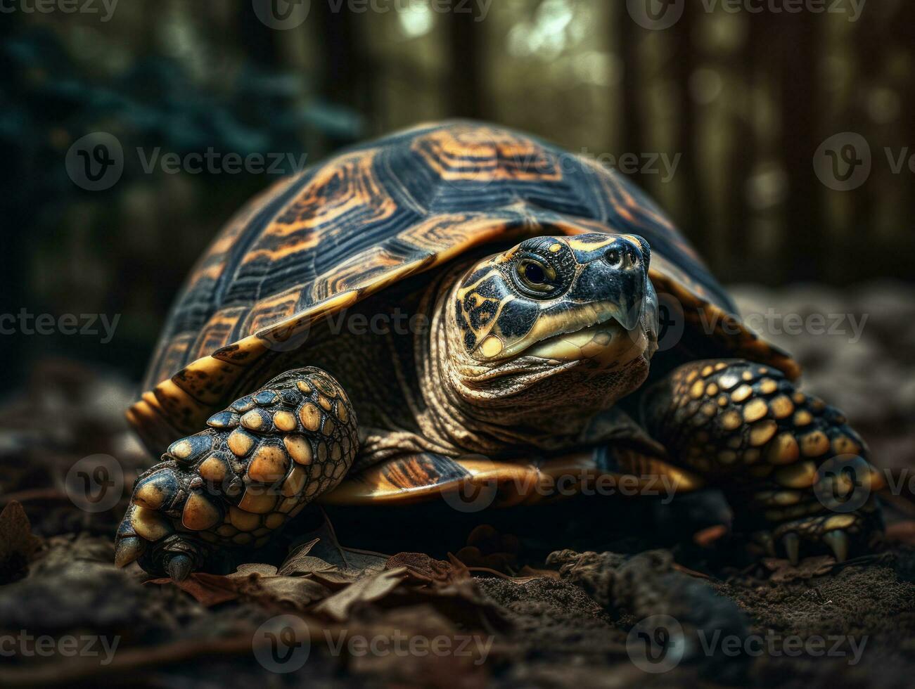 Turtle  portrait created with Generative AI technology photo