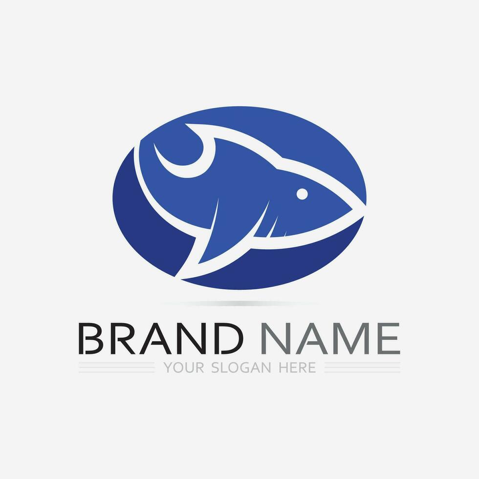 Fish abstract icon design logo template,Creative vector symbol of fishing club or online shop.