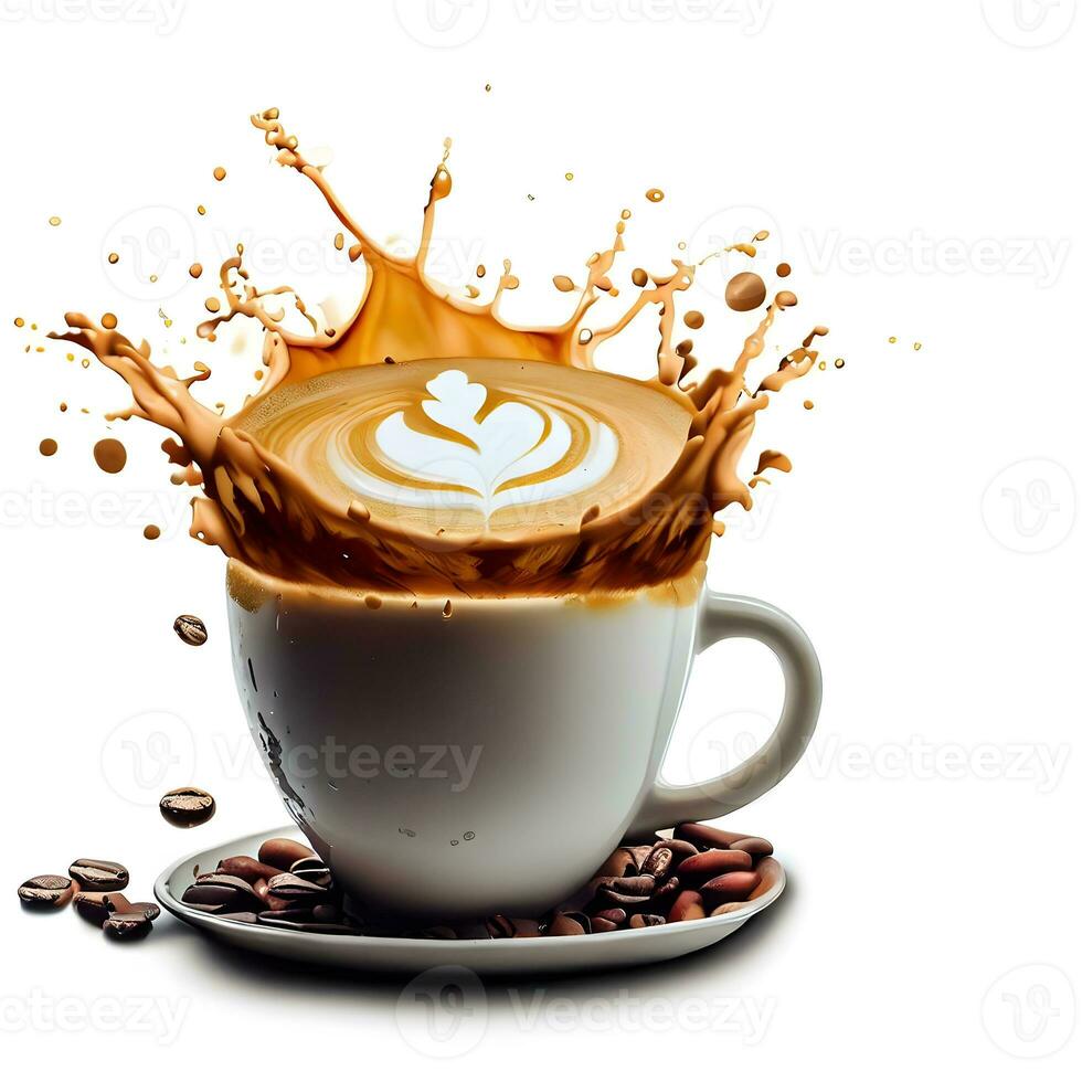 International coffee day celebration with latte coffee splash ai generative photo
