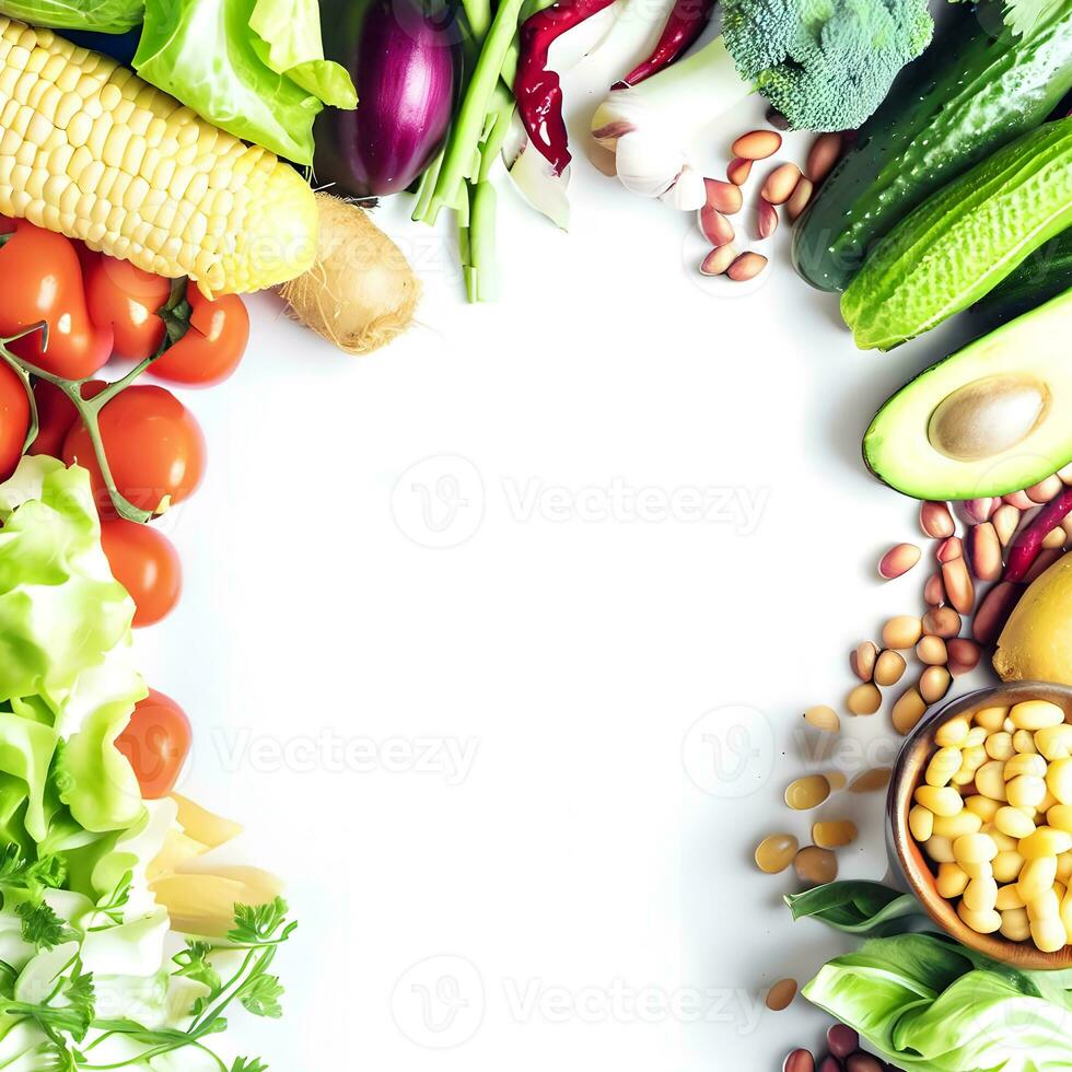 World vegan day with various healthy vegetables ai generative photo
