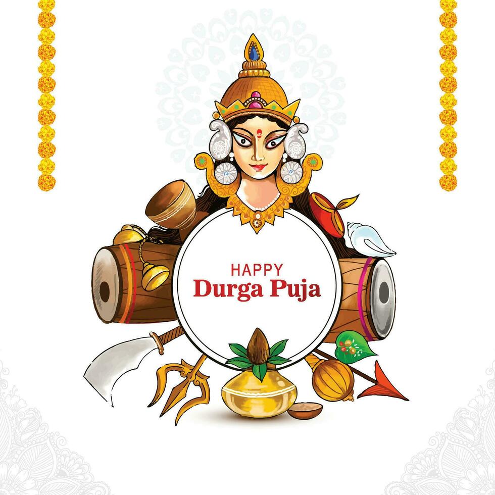 Durga puja festival greeting card background vector