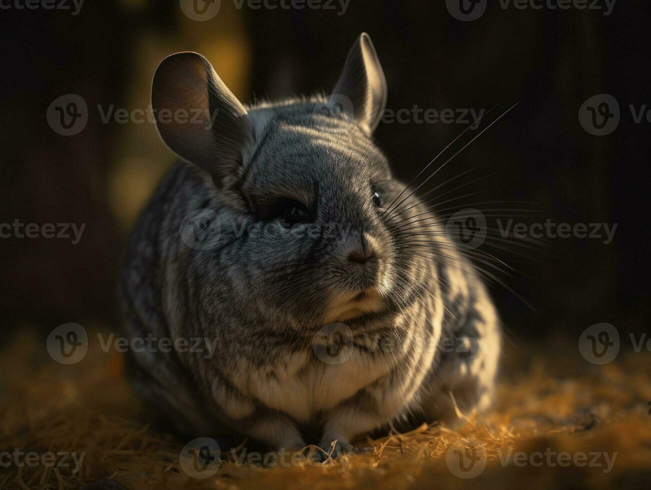 Chinchilla portrait created with Generative AI technology photo