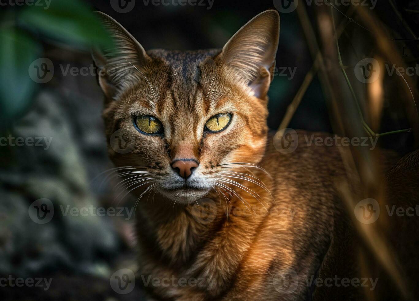 Havana brown cat portrait close up created with Generative AI technology photo