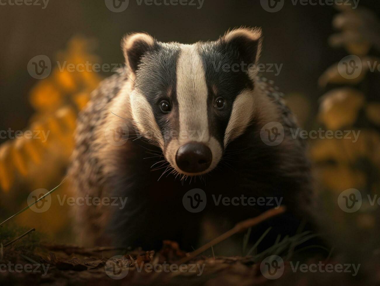 Badger portrait created with Generative AI technology photo