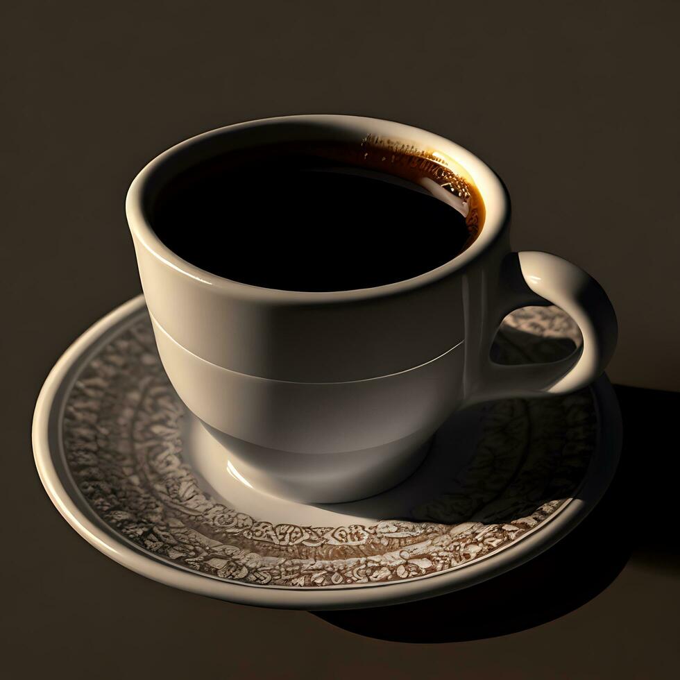 Close up Coffee Cup on Wooden Table AI Generated photo