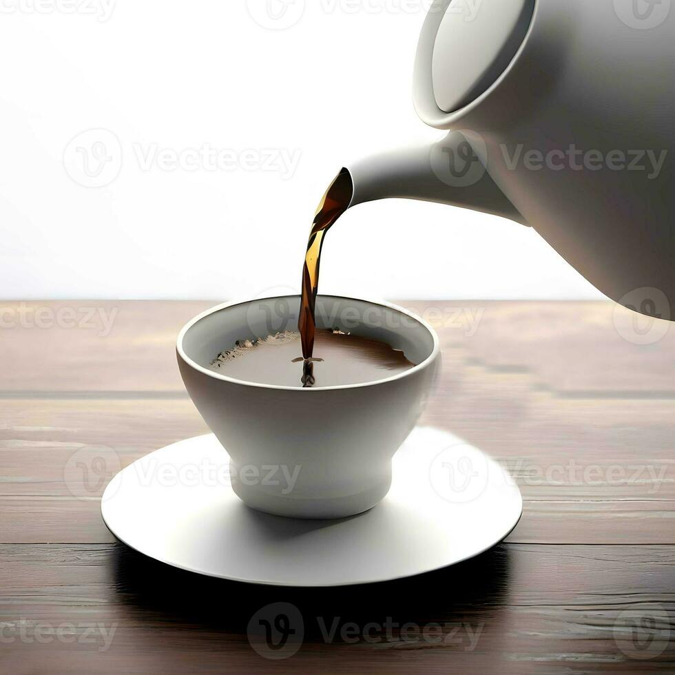 international coffee day with liquid coffee pouring on coffee cup ai generative photo