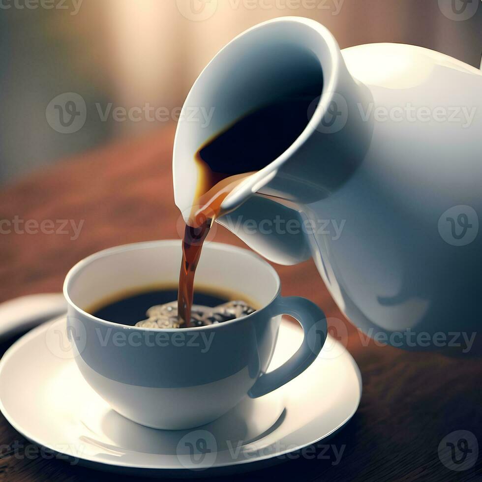 international coffee day with liquid coffee pouring on coffee cup ai generative photo