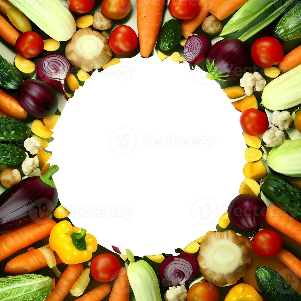Colorful vegetables background with healthy vegetables decoration ai generative photo
