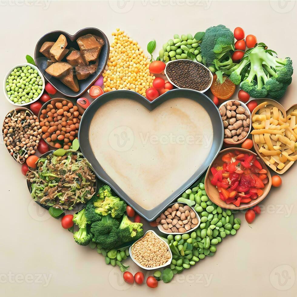 international vegan day celebration with heart shape vegan meals ai generative photo
