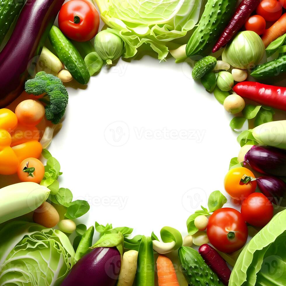 Colorful vegetables background with healthy vegetables decoration ai generative photo