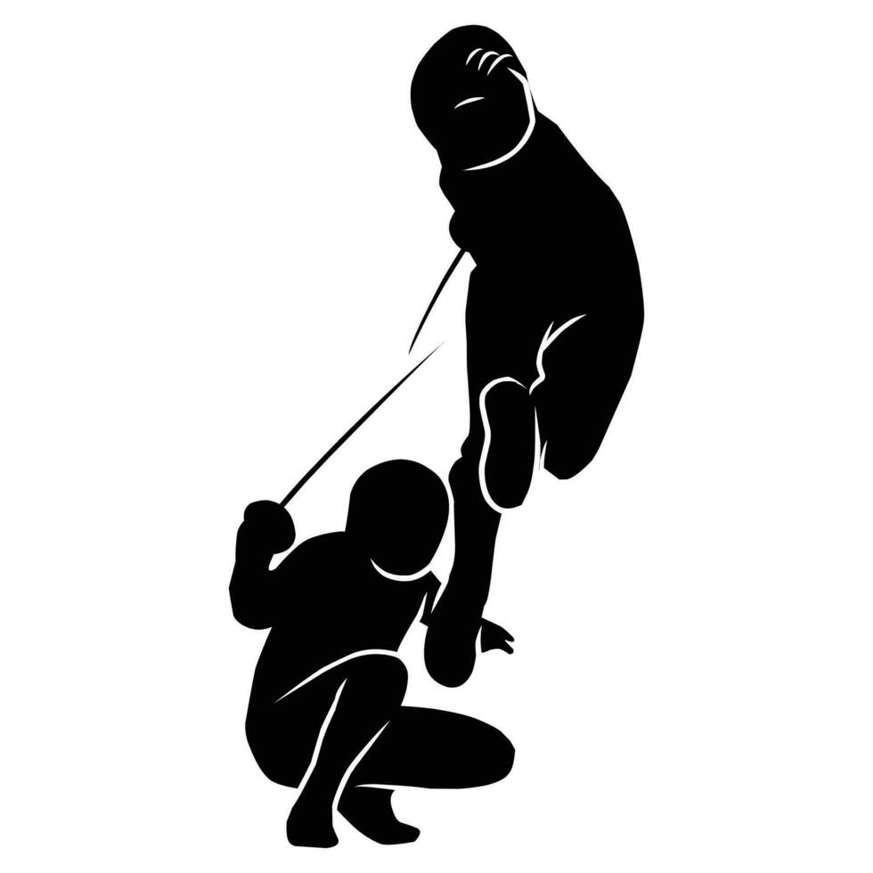 silhouette of the movement of a fencing player vector