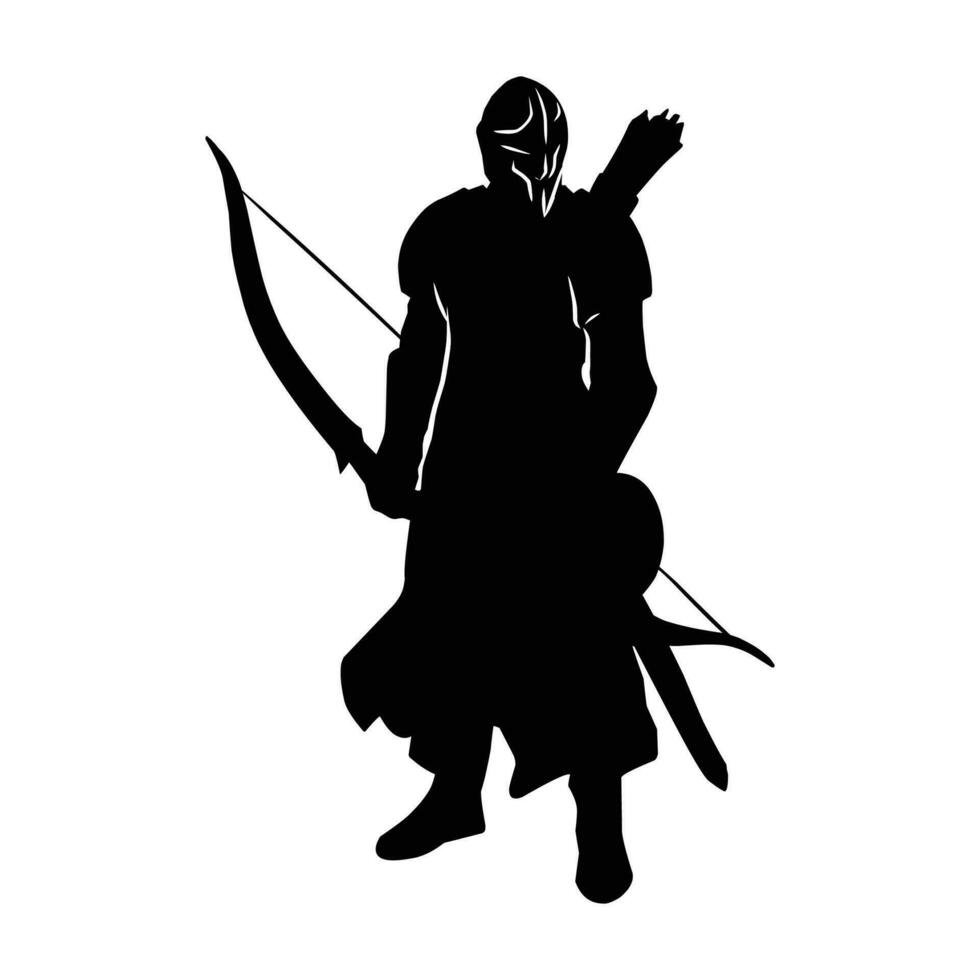 silhouette of the movements and body shape of an archer vector