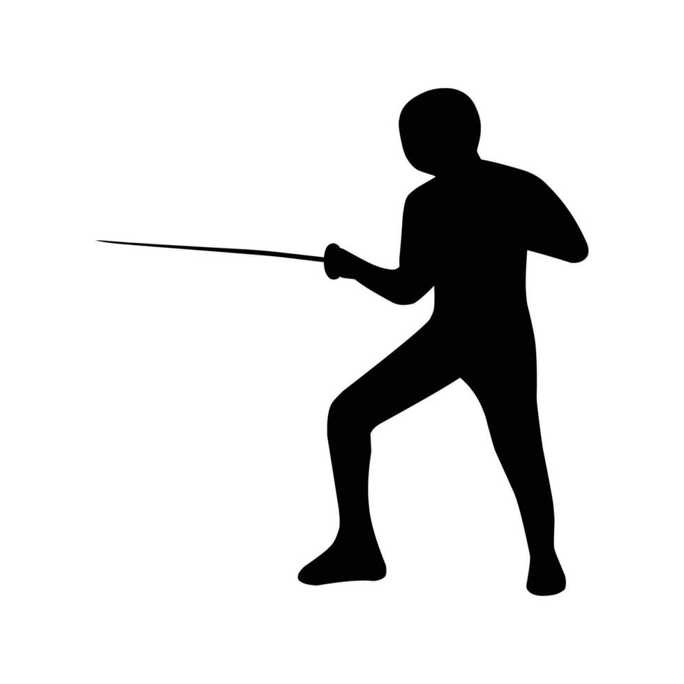 silhouette of the movement of a fencing player vector