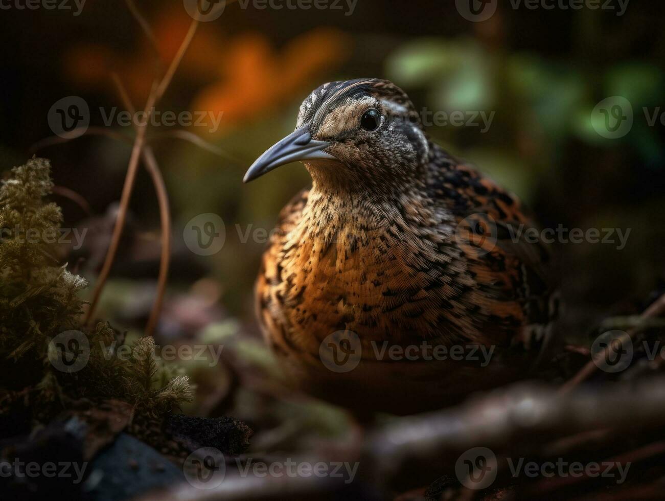 Woodcock bird portrait created with Generative AI technology photo