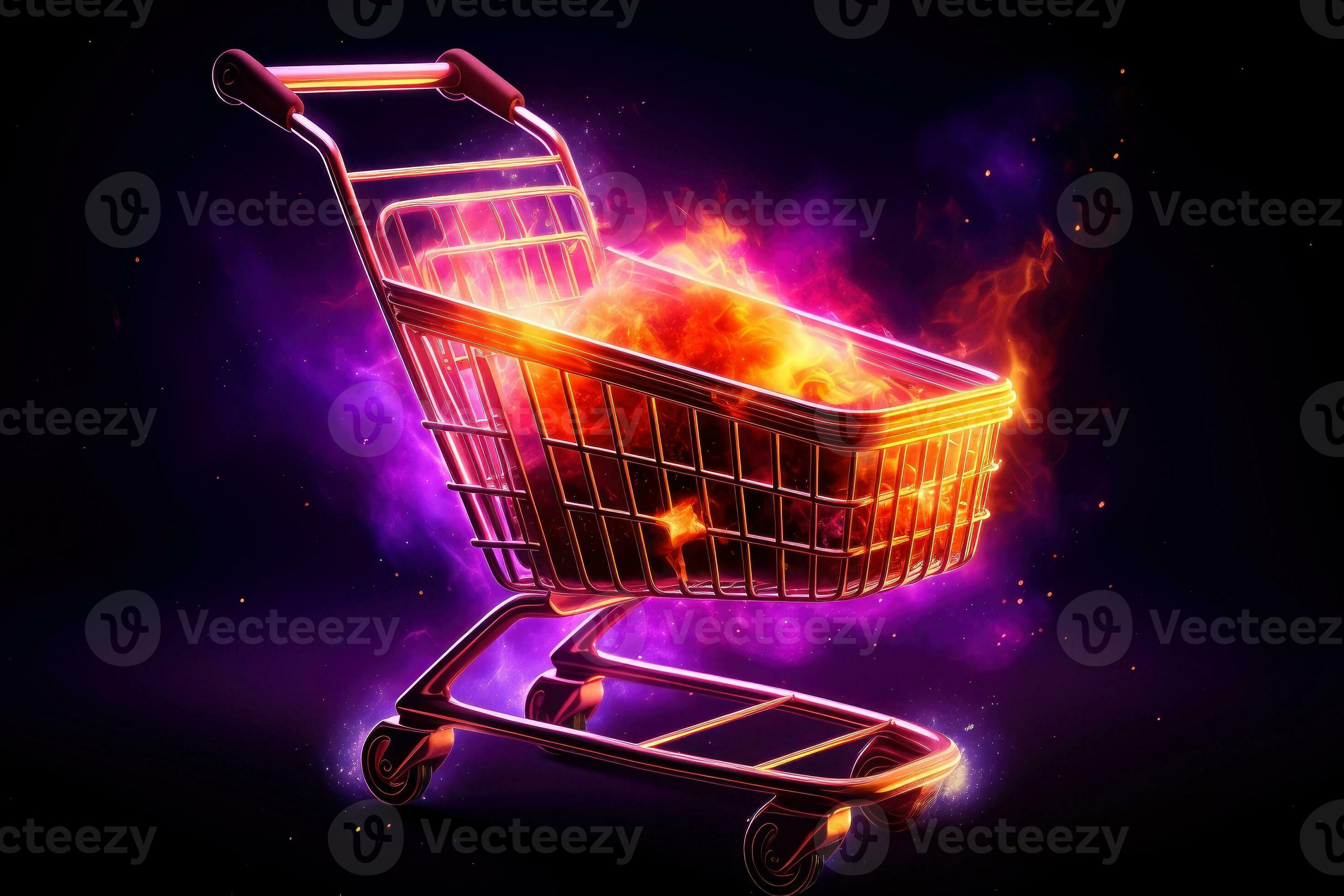 shopping cart, advertising of black friday cheap cargo concept