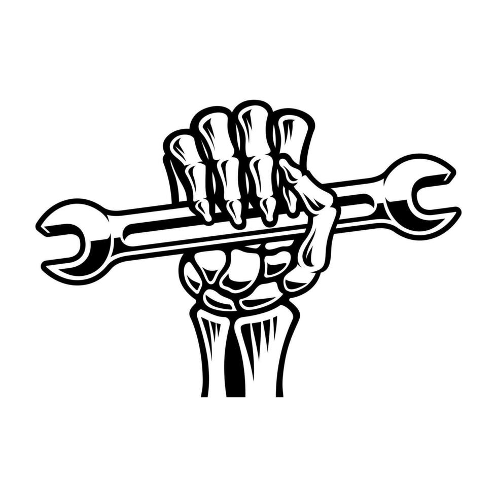 skeleton hand with a wrench vector