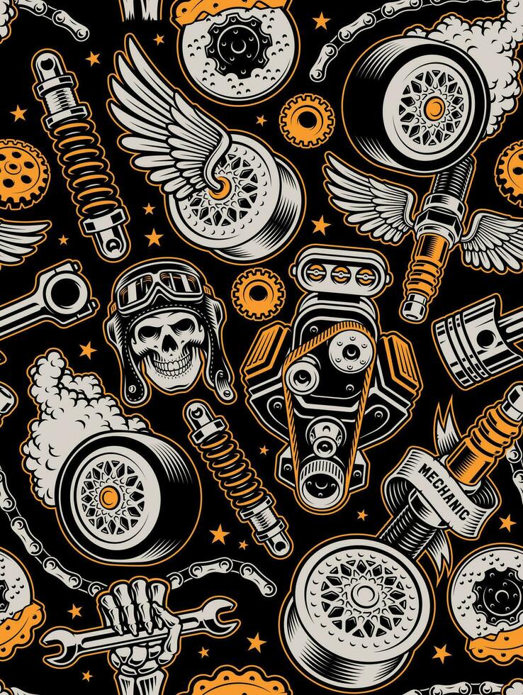 Hot Rod seamless background vector