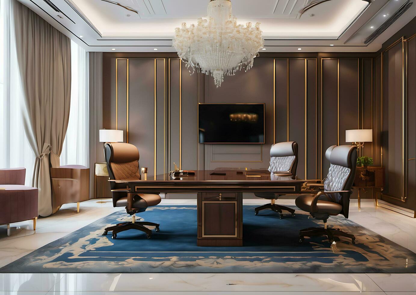 Luxury Office and Working Room in Executive Office AI Generated photo