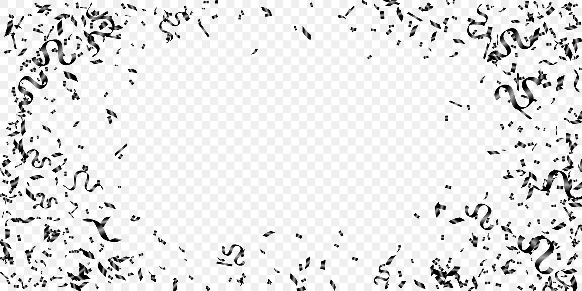 black confetti and ribbon for celebration event and birthday, halloween