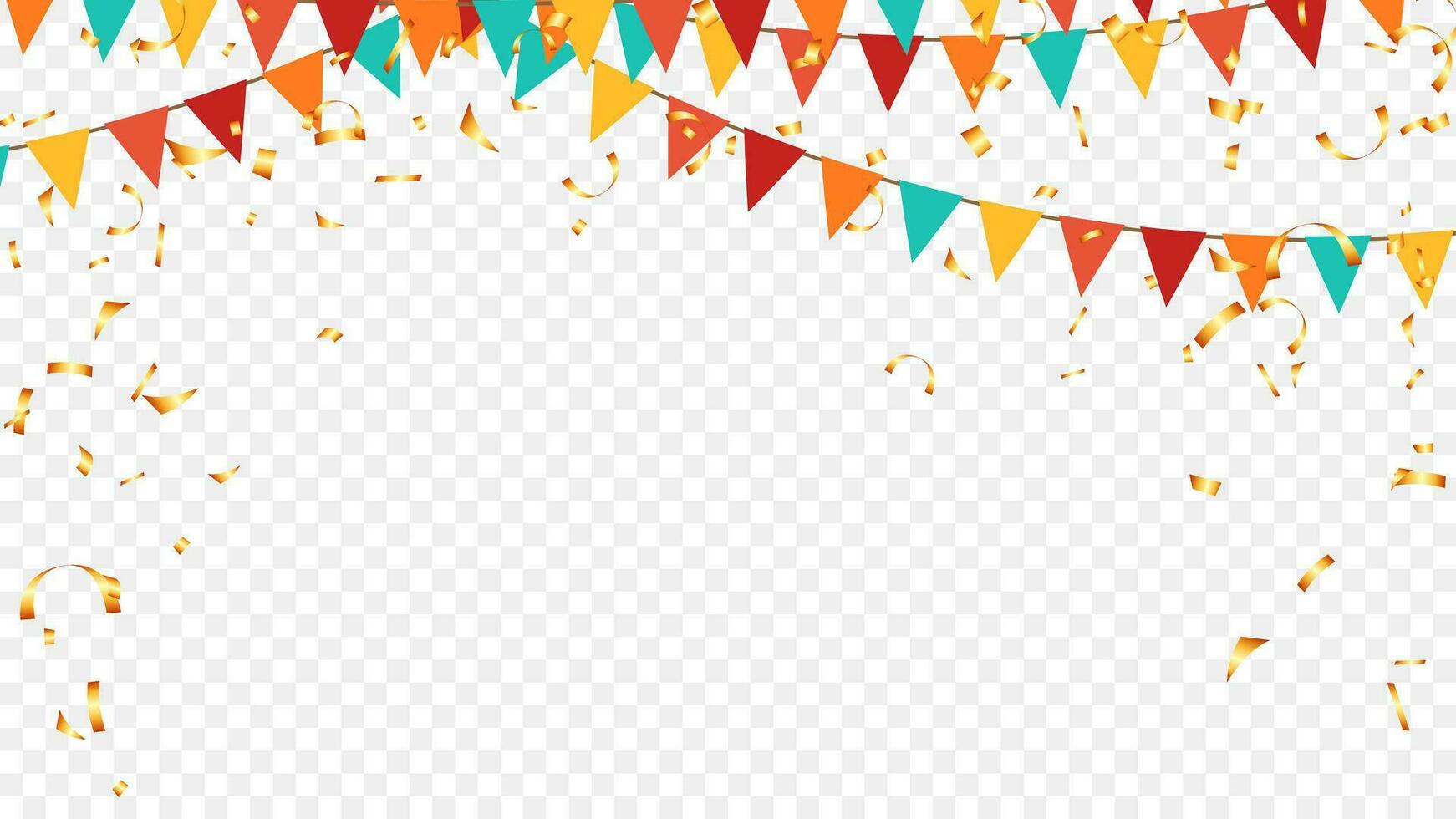 celebration paper party flags background with confetti vector illustration