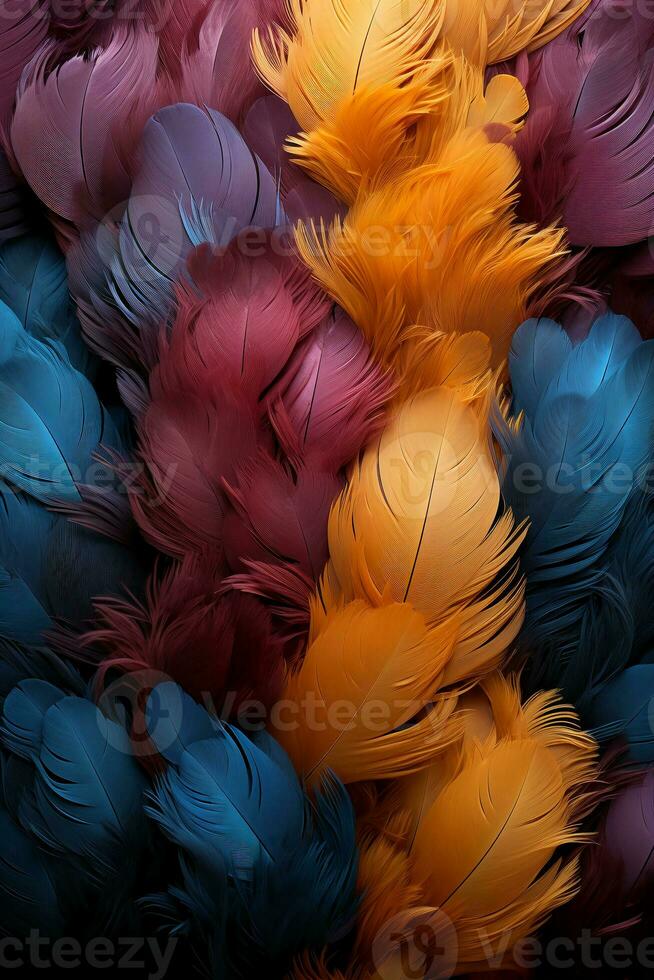 Abstract feather pattern texture, cool color. AI generative photo