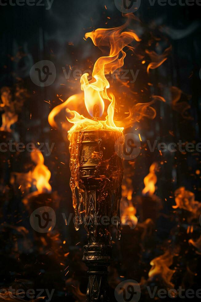 The flickering flame of the lighter illuminated the darkness, casting a warm glow on the surroundings. AI generative photo