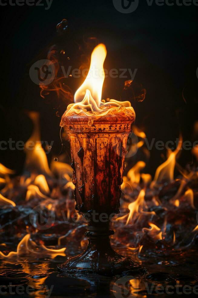 The flickering flame of the lighter illuminated the darkness, casting a warm glow on the surroundings. AI generative photo