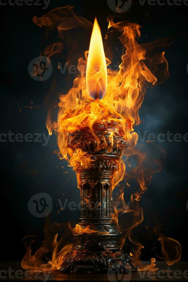 The flickering flame of the lighter illuminated the darkness, casting a warm glow on the surroundings. AI generative photo