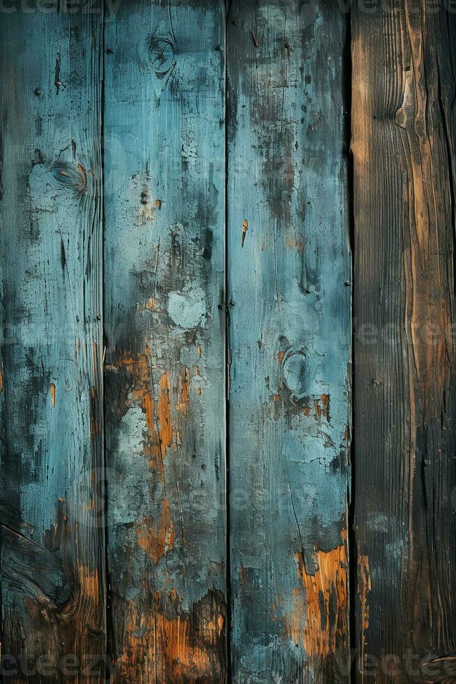 Vintage grunge black light blue white, wood background, vertical. AI generative photo