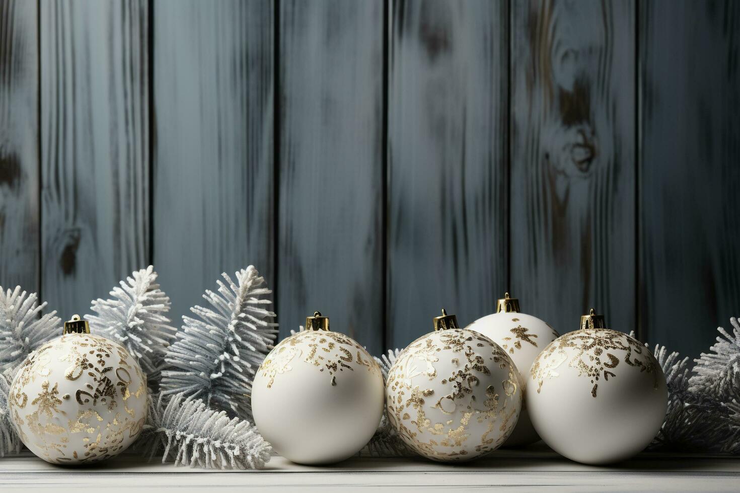 Christmas holidays composition on white wooden background. AI generative photo