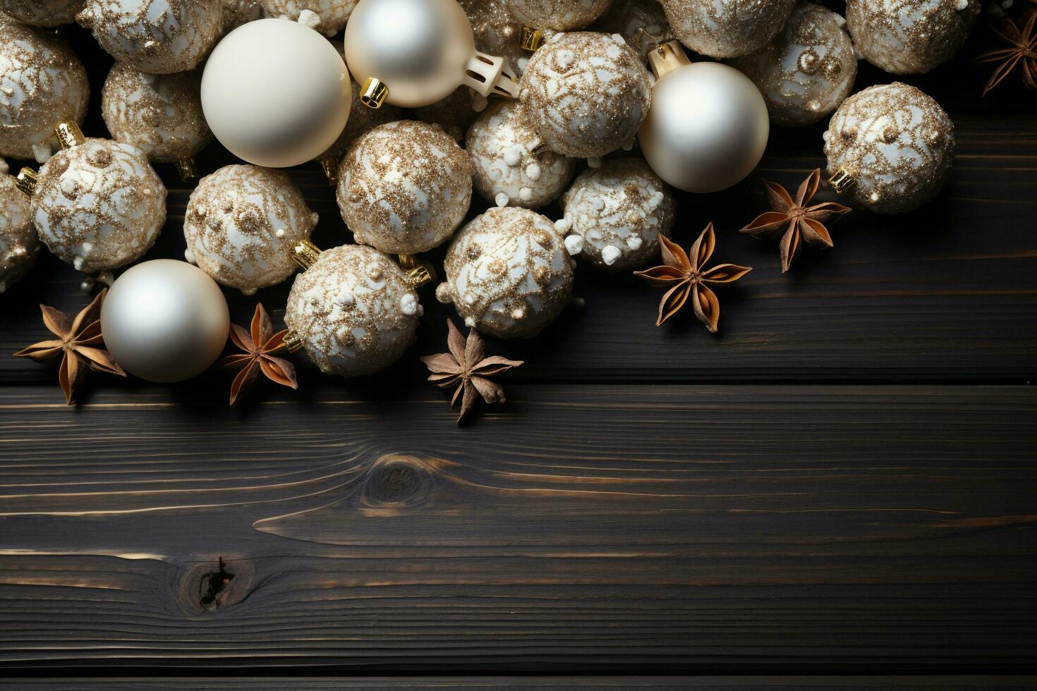 Christmas holidays composition on white wooden background. AI generative photo