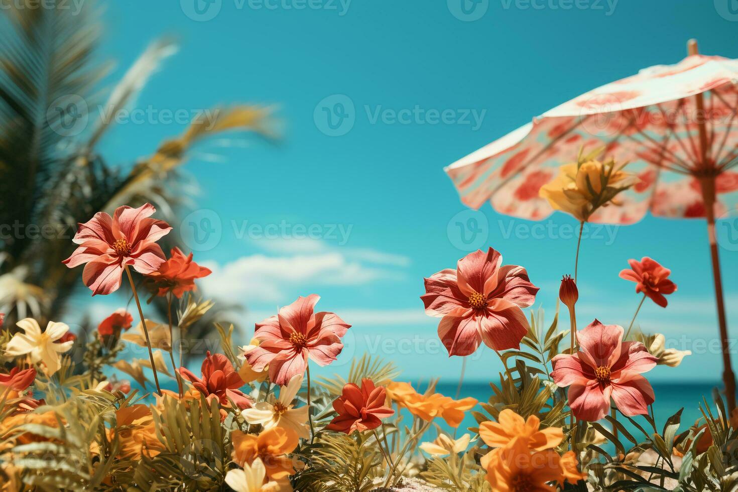 Summer background with copy space. AI generative photo