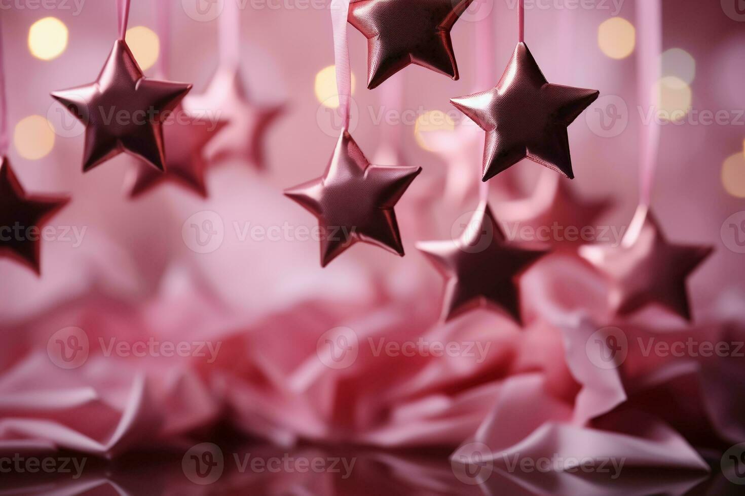 Abstract shiny background with pink color stars, trendy color, style of Barbie pink. AI generative photo