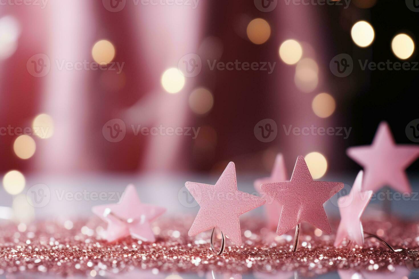 Abstract shiny background with pink color stars, trendy color, style of Barbie pink. AI generative photo