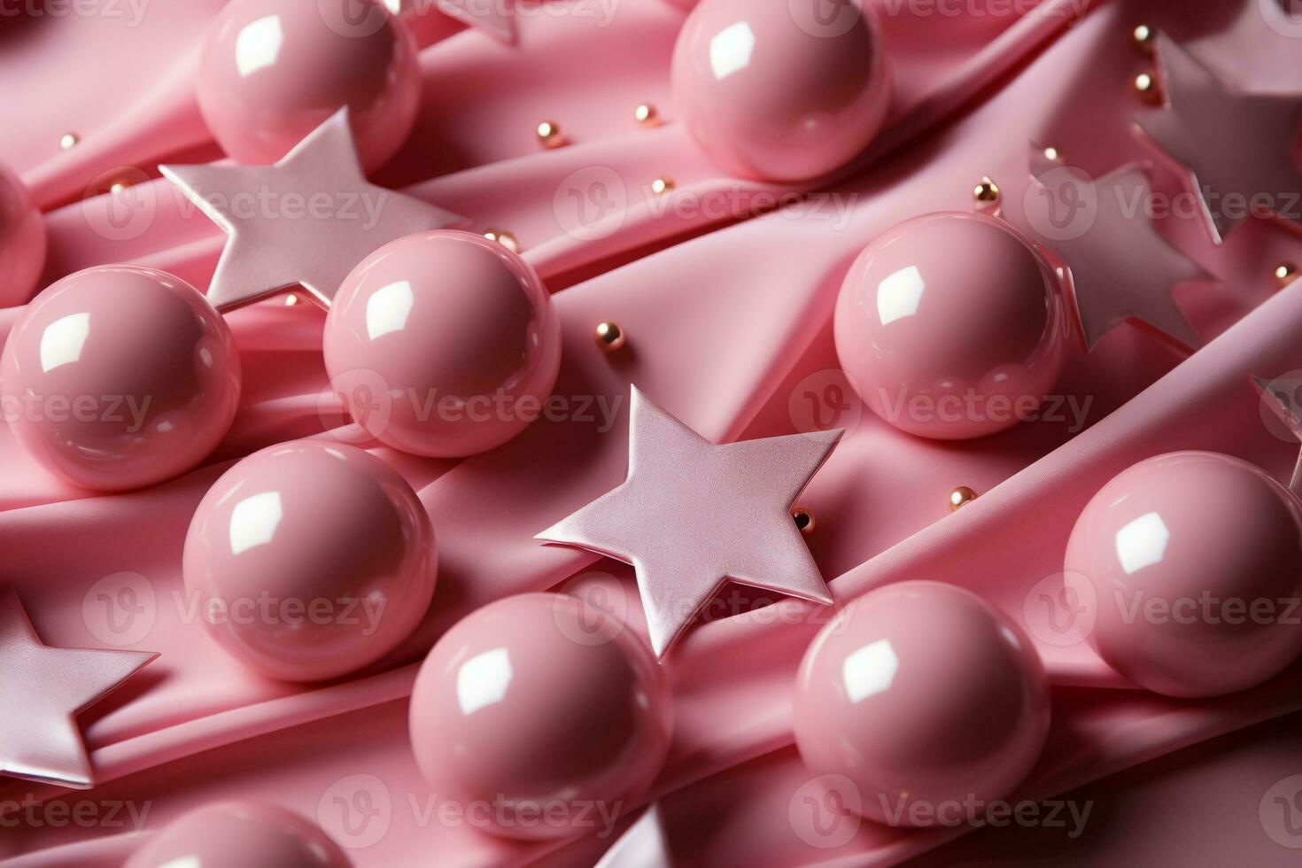 Abstract shiny background with pink color stars, trendy color, style of Barbie pink. AI generative photo