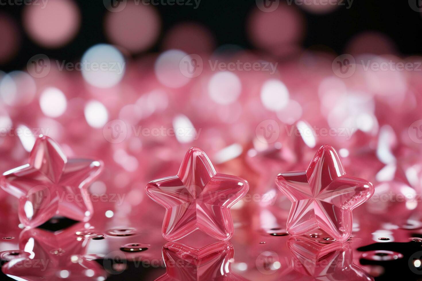 Abstract shiny background with pink color stars, trendy color, style of Barbie pink. AI generative photo