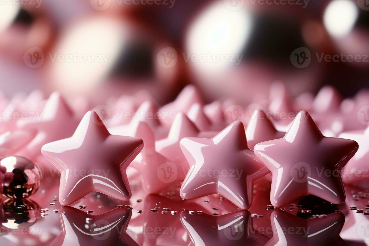 Abstract shiny background with pink color stars, trendy color, style of Barbie pink. AI generative photo