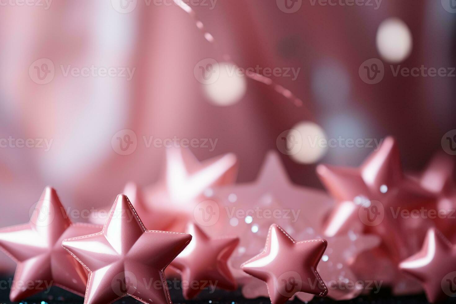 Abstract shiny background with pink color stars, trendy color, style of Barbie pink. AI generative photo