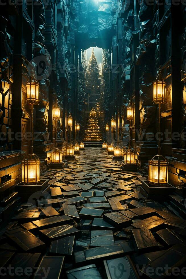 rows of shiny gold bars are neatly stacked, guarded by intricate security systems. AI generative photo