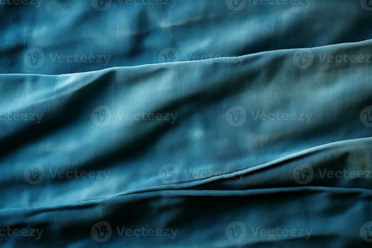 Blue denim background with a seam. Light blue color denim jeans fabric texture. Copy space for text. AI generative photo