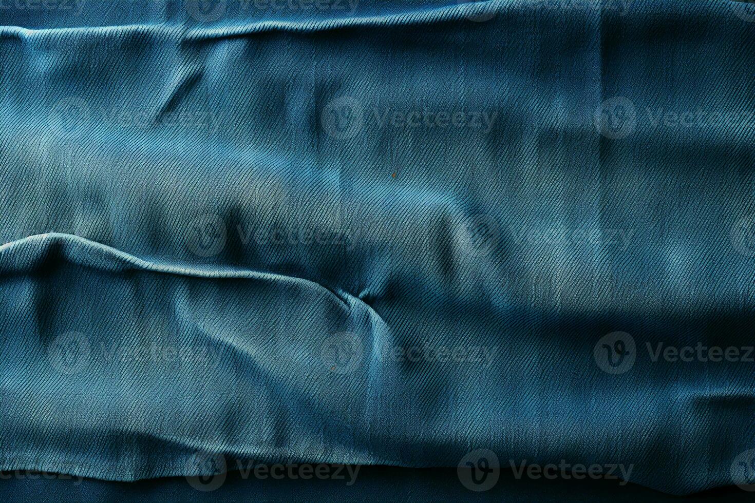 Blue denim background with a seam. Light blue color denim jeans fabric texture. Copy space for text. AI generative photo