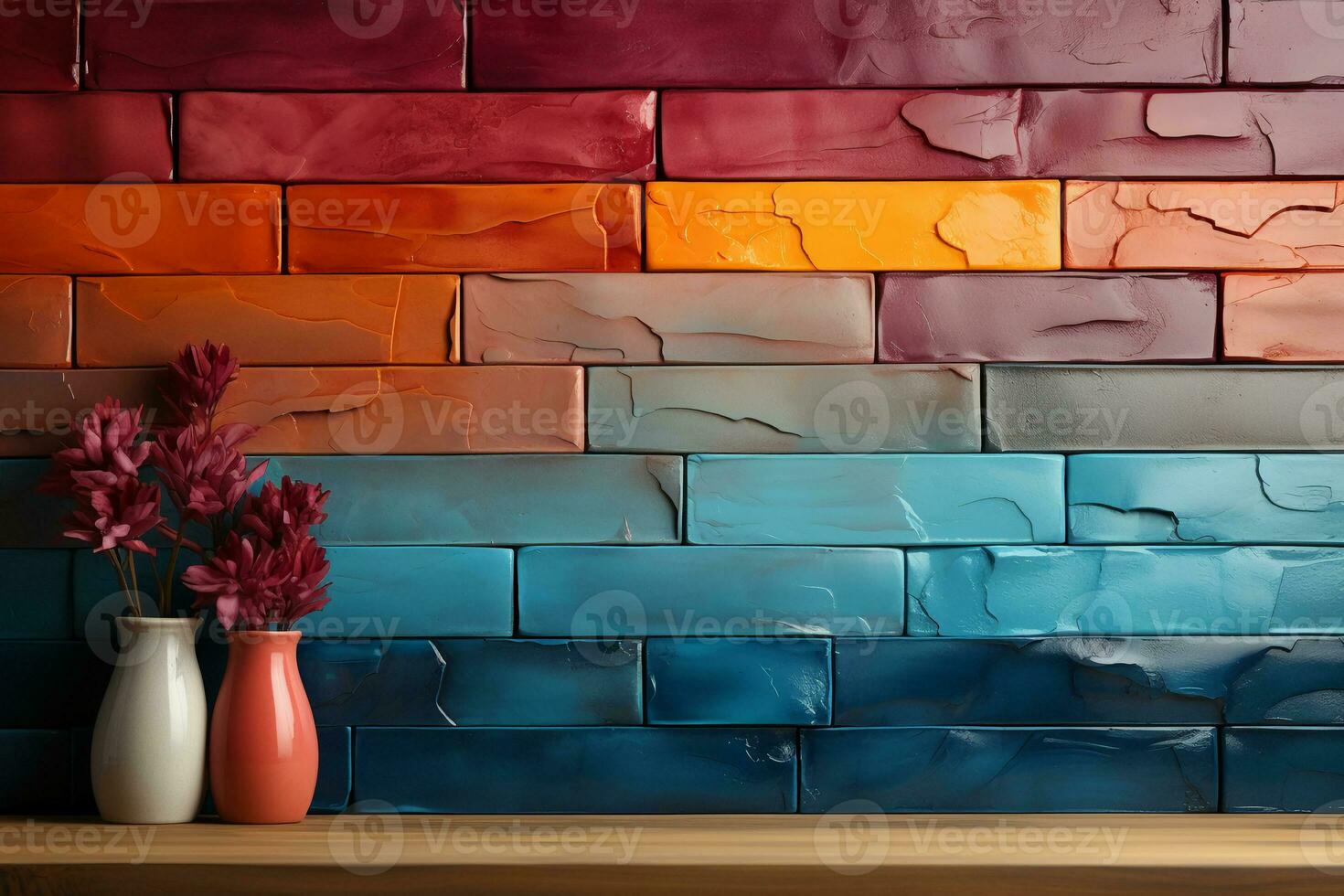 Horizontal or vertical background with ceramic tile. Mock up template. Copy space for text. AI generative photo