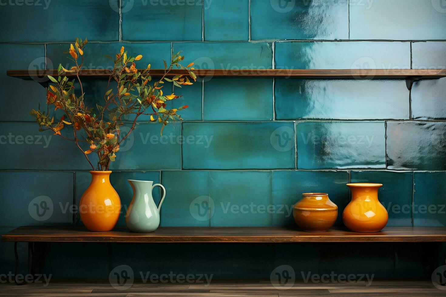 Horizontal or vertical background with ceramic tile. Mock up template. Copy space for text. AI generative photo