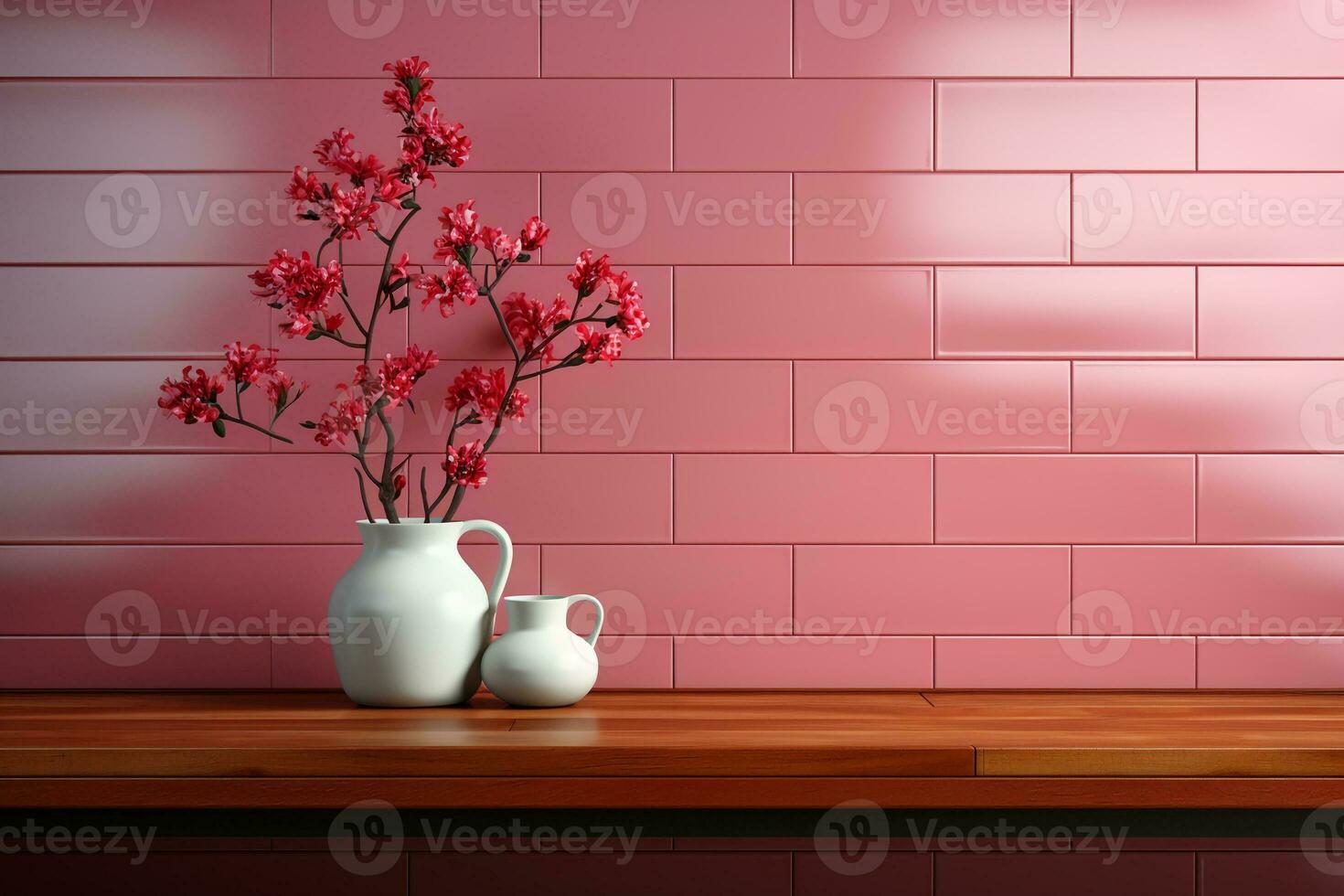 Horizontal or vertical background with ceramic tile. Mock up template. Copy space for text. AI generative photo