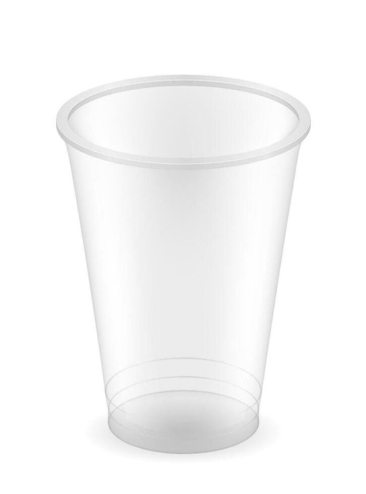 transparent clear disposable plastic cup vector illustration isolated on white background