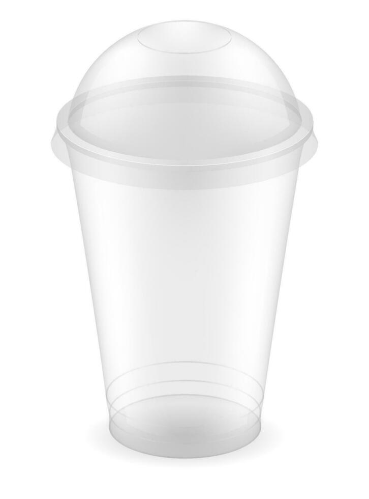 transparent clear disposable plastic cup vector illustration isolated on white background