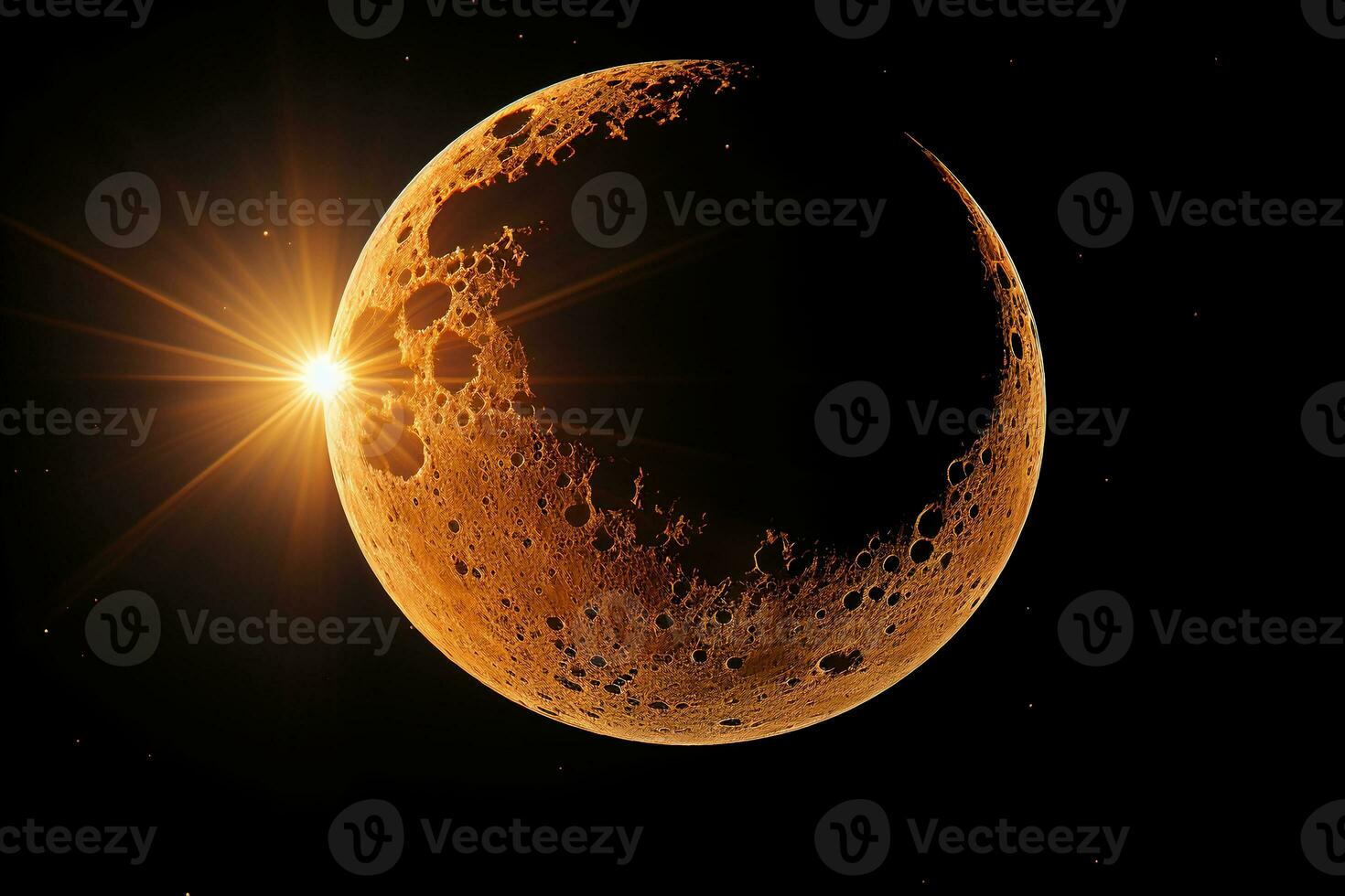 Light golden moon In The Sky. AI generative photo